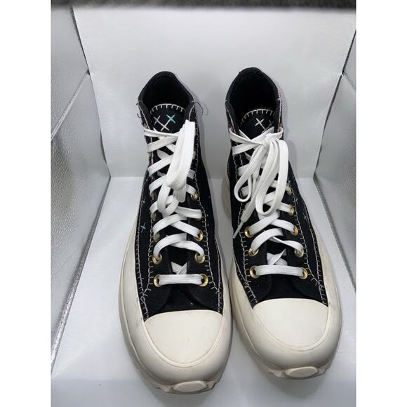 Converse Women’s Size 9 Run Star Hike Hi Stitch Black Metallic Platform Shoes - Picture 3 of 9